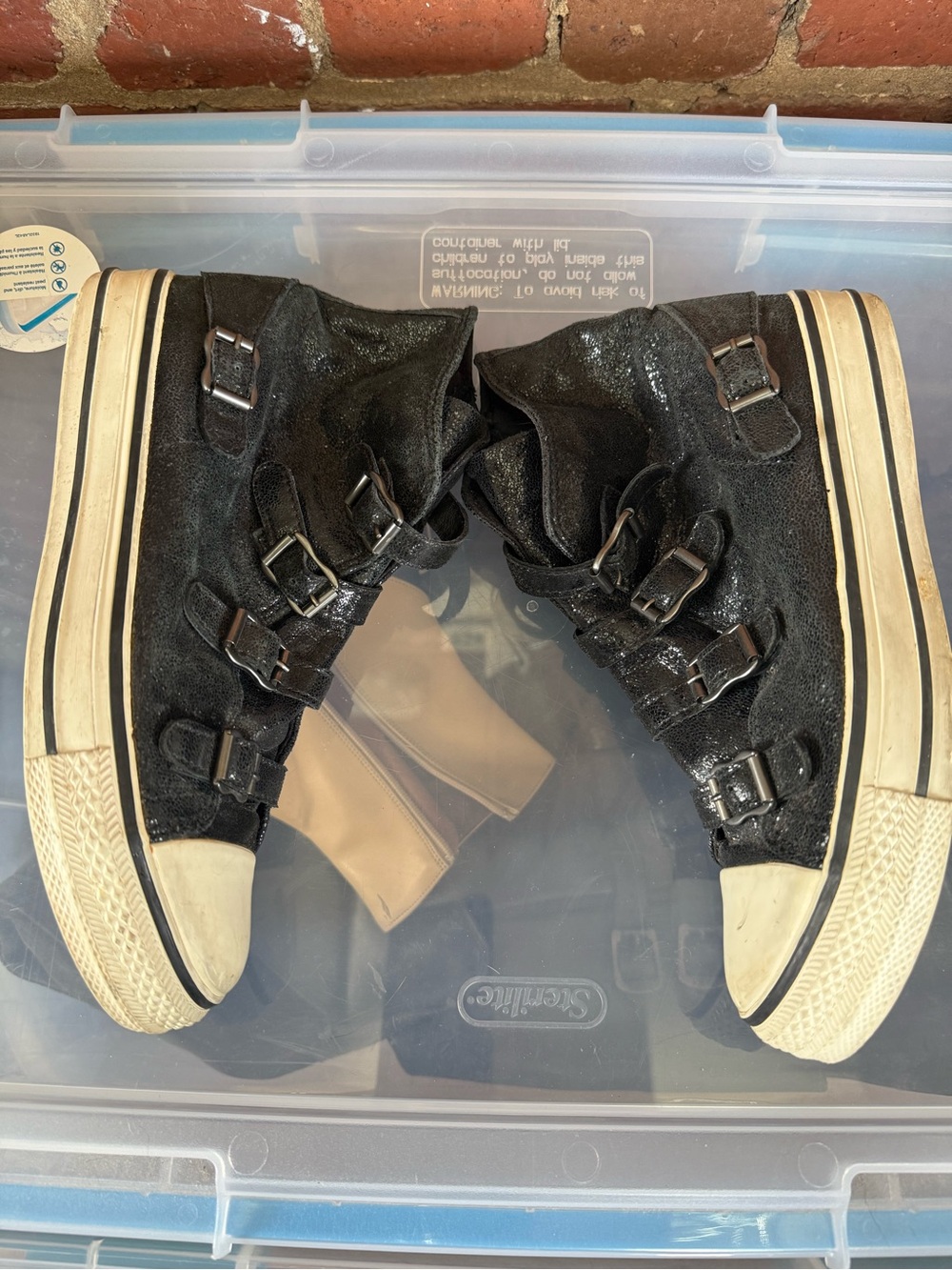 Ash glam Black High-Top Women's Sneakers with Buckle Straps - Picture 3 of 5